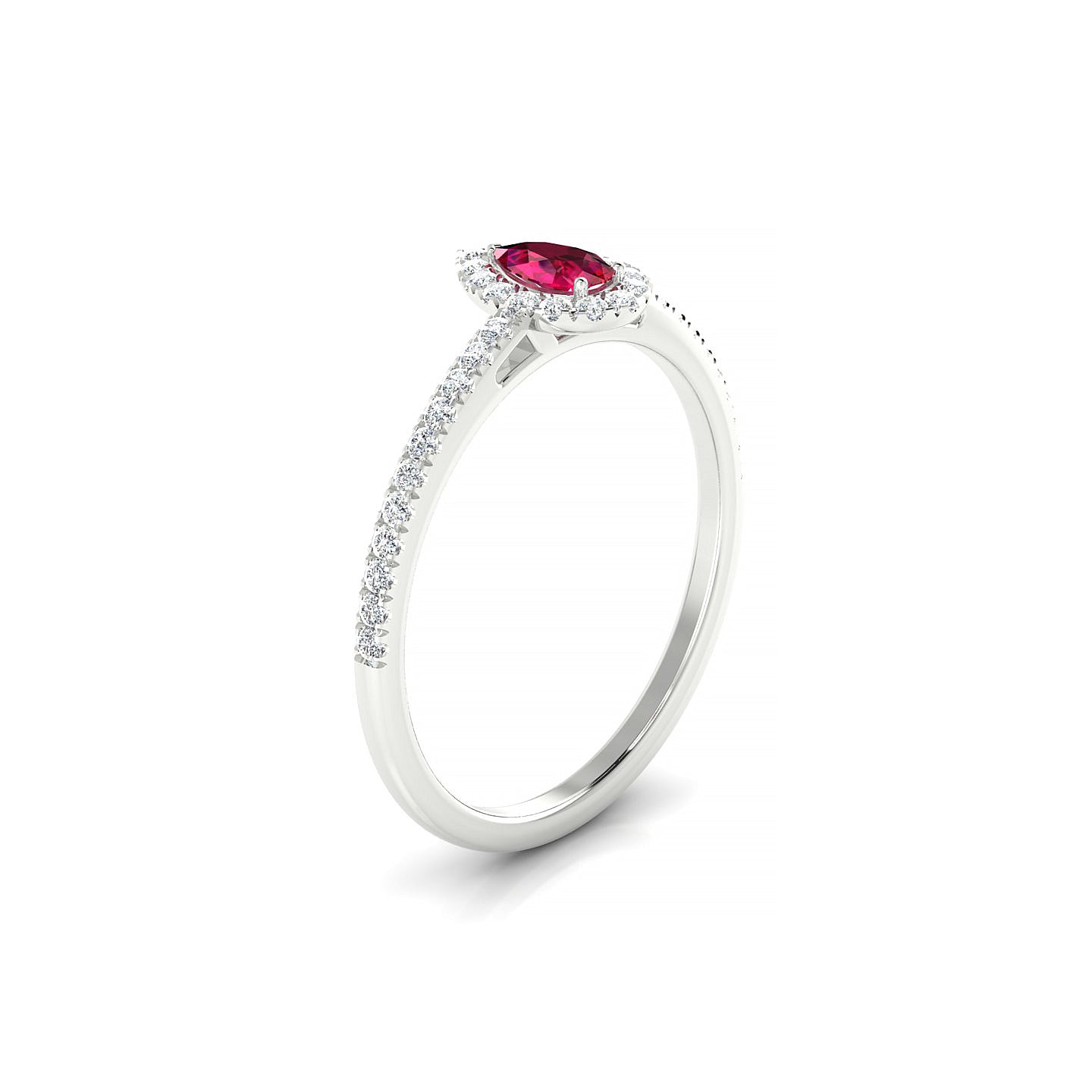 Sunrise | 18k White Gold 5 x 3 mm Pear Ruby Ring