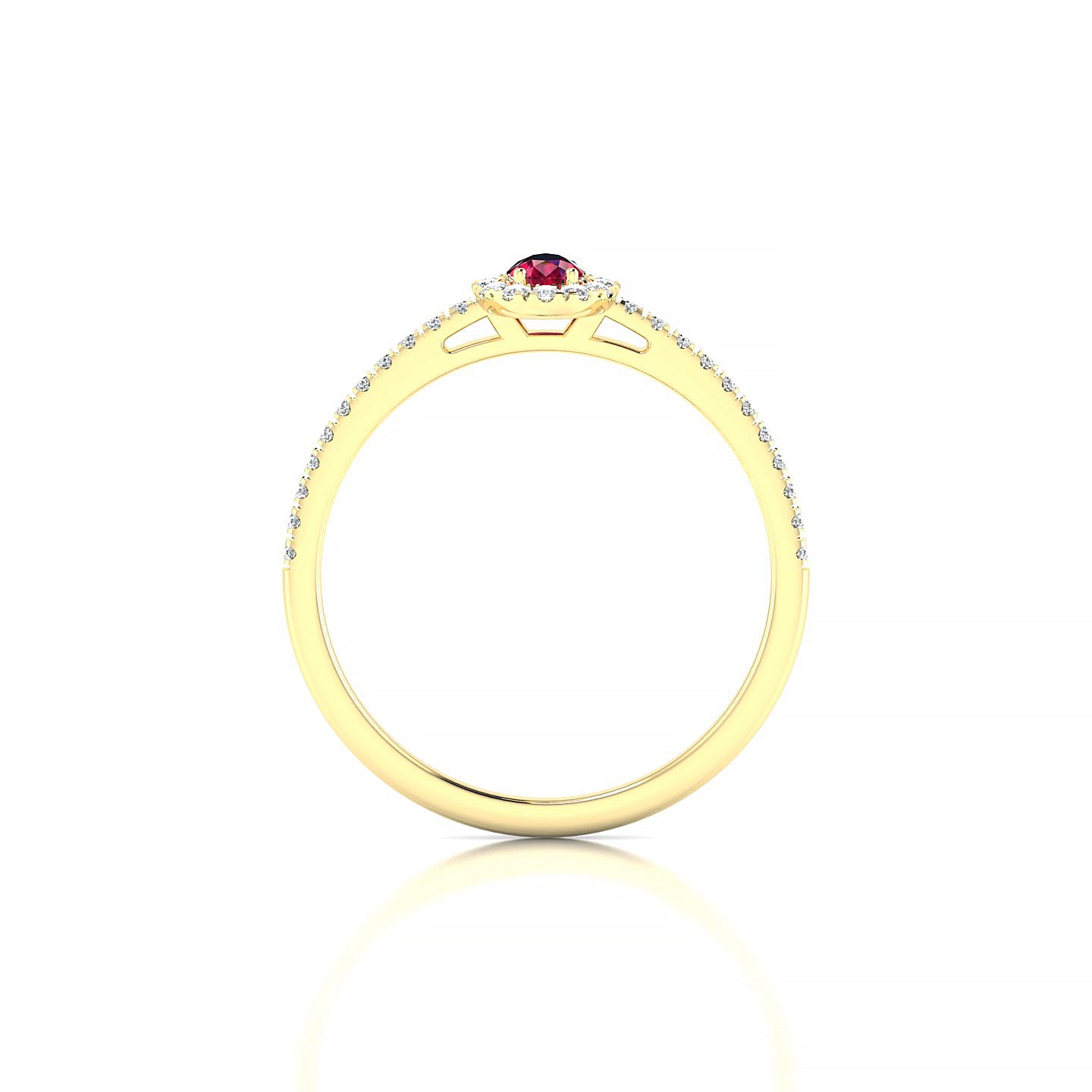 Sunrise | 18k Yellow Gold 5 x 3 mm Pear Ruby Ring