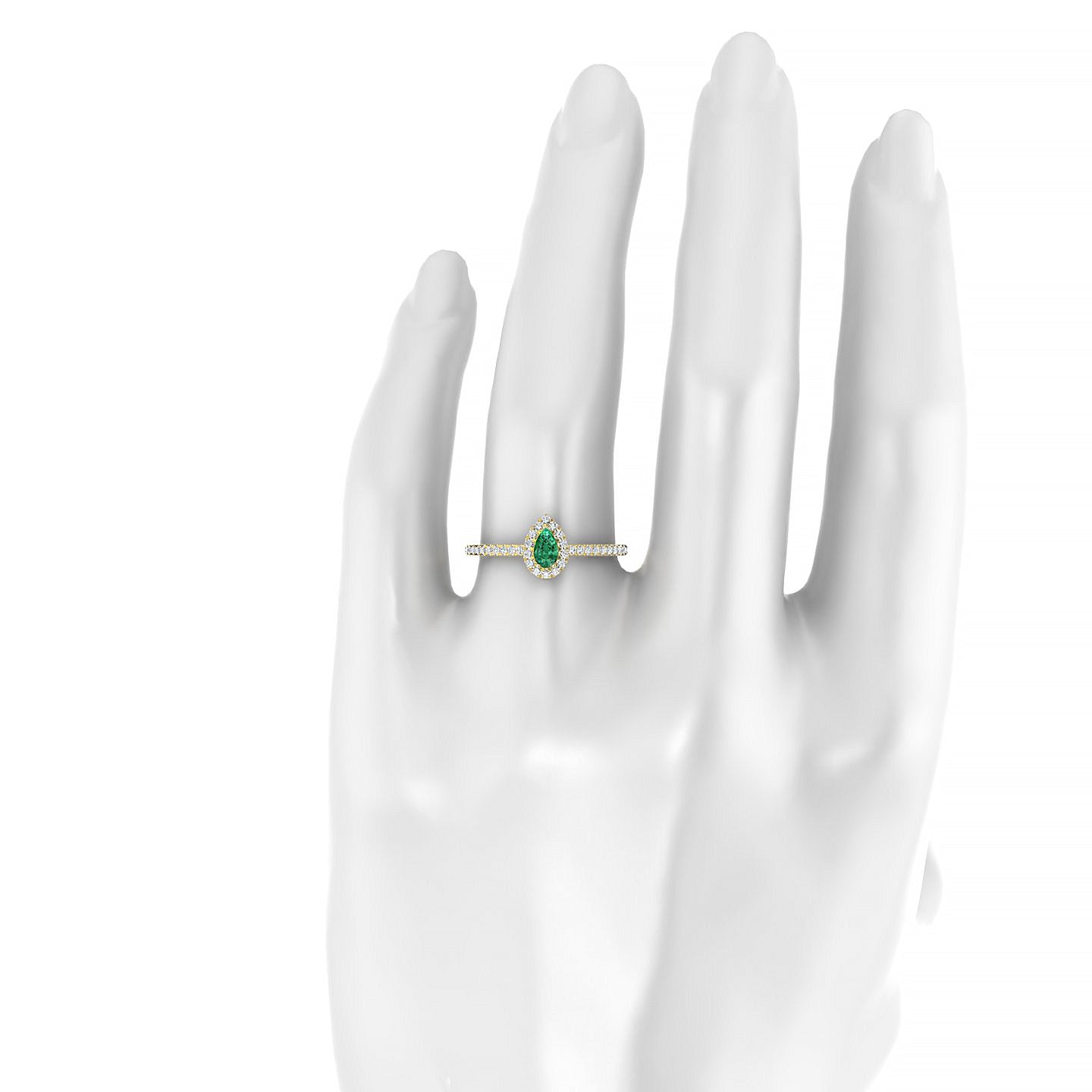 Sunrise | 18k Yellow Gold 5 x 3 mm Pear Emerald Ring