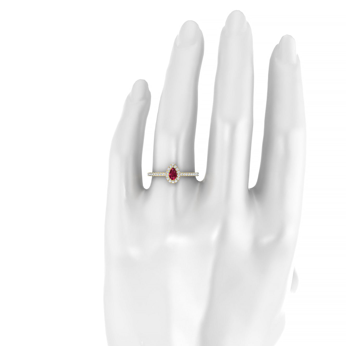 Sunrise | 18k Yellow Gold 5 x 3 mm Pear Ruby Ring