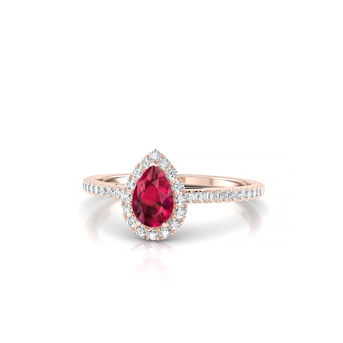 Sunrise | 18k Rose Gold 6 x 4 mm Pear Ruby Ring