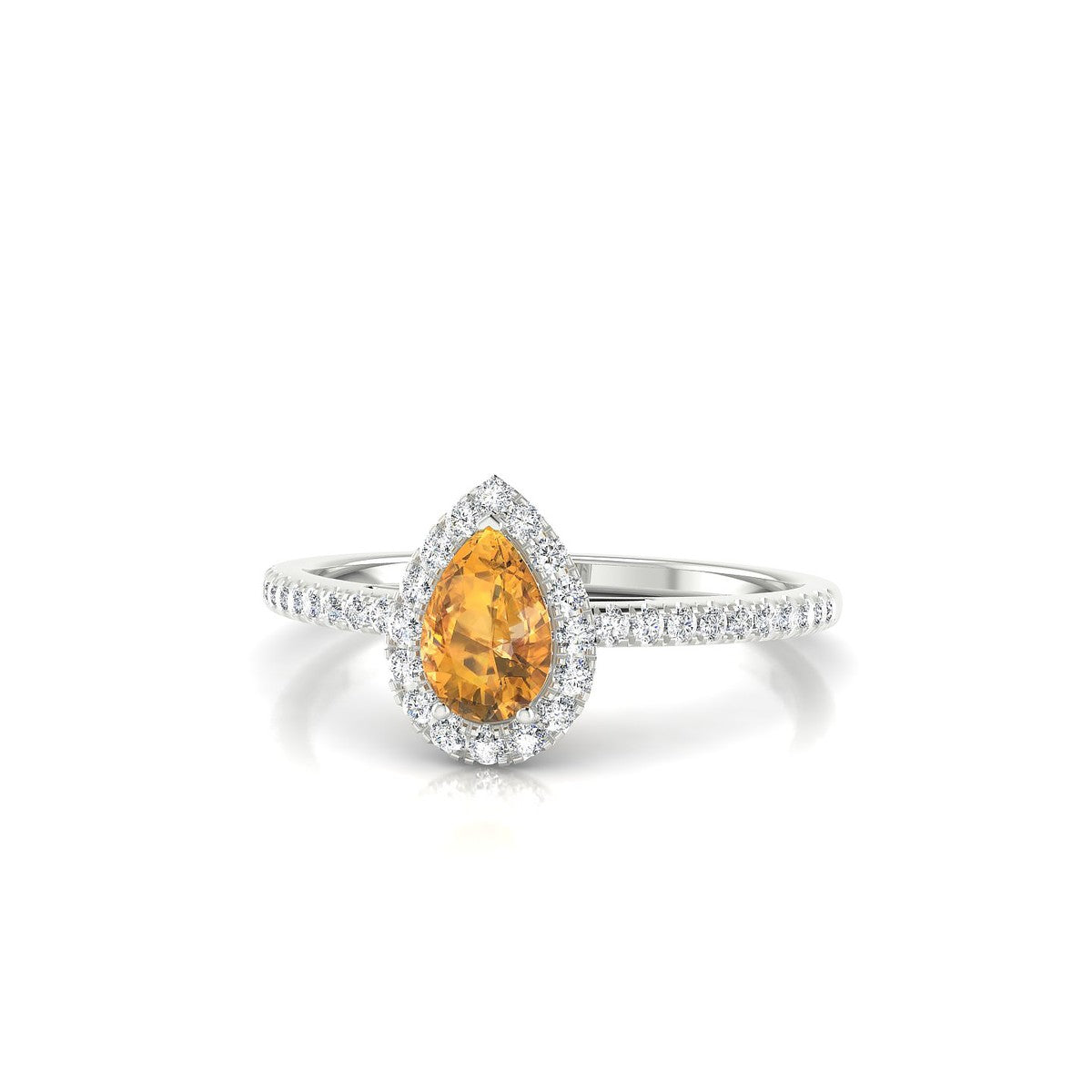Sunrise | 18k White Gold 6 x 4 mm Pear Citrine Ring