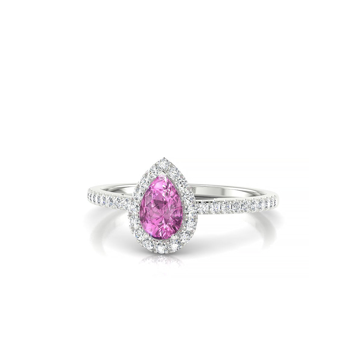 Sunrise | 18k White Gold 6 x 4 mm Pear Pink Sapphire Ring