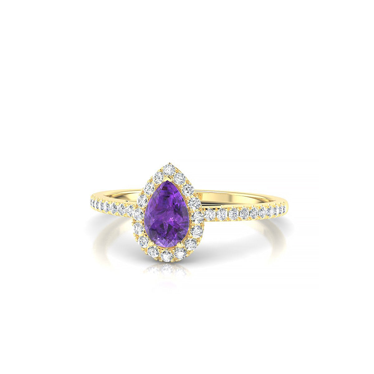 Sunrise | 18k Yellow Gold 6 x 4 mm Pear Amethyst Ring