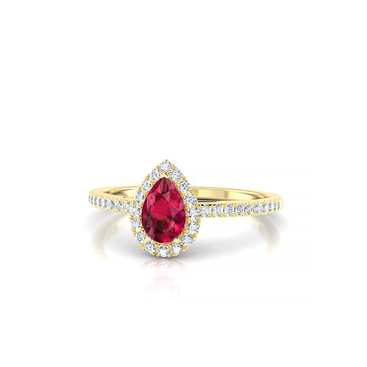 Sunrise | 18k Yellow Gold 6 x 4 mm Pear Ruby Ring
