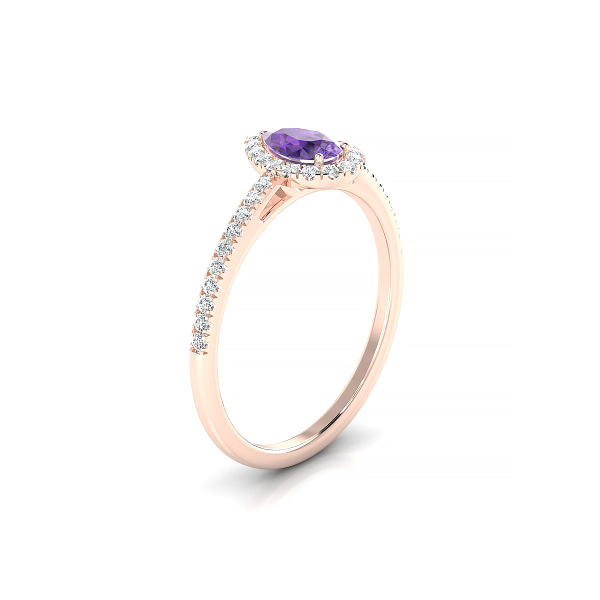 Sunrise | 18k Rose Gold 6 x 4 mm Pear Amethyst Ring