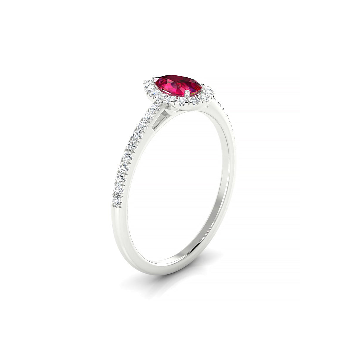Sunrise | 18k White Gold 6 x 4 mm Pear Ruby Ring