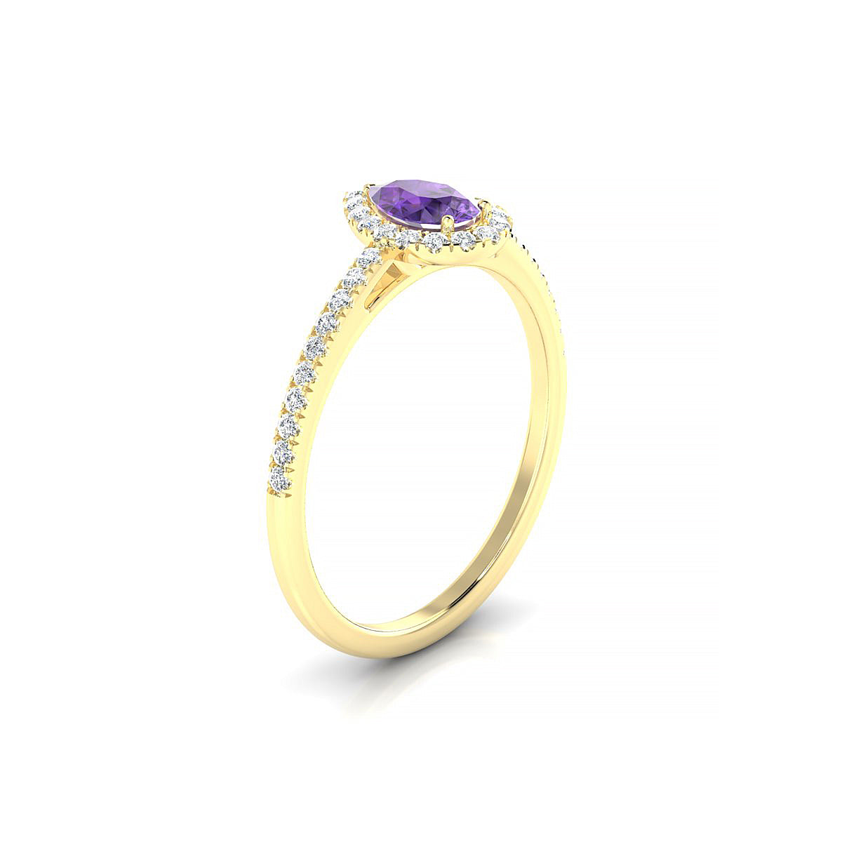 Sunrise | 18k Yellow Gold 6 x 4 mm Pear Amethyst Ring