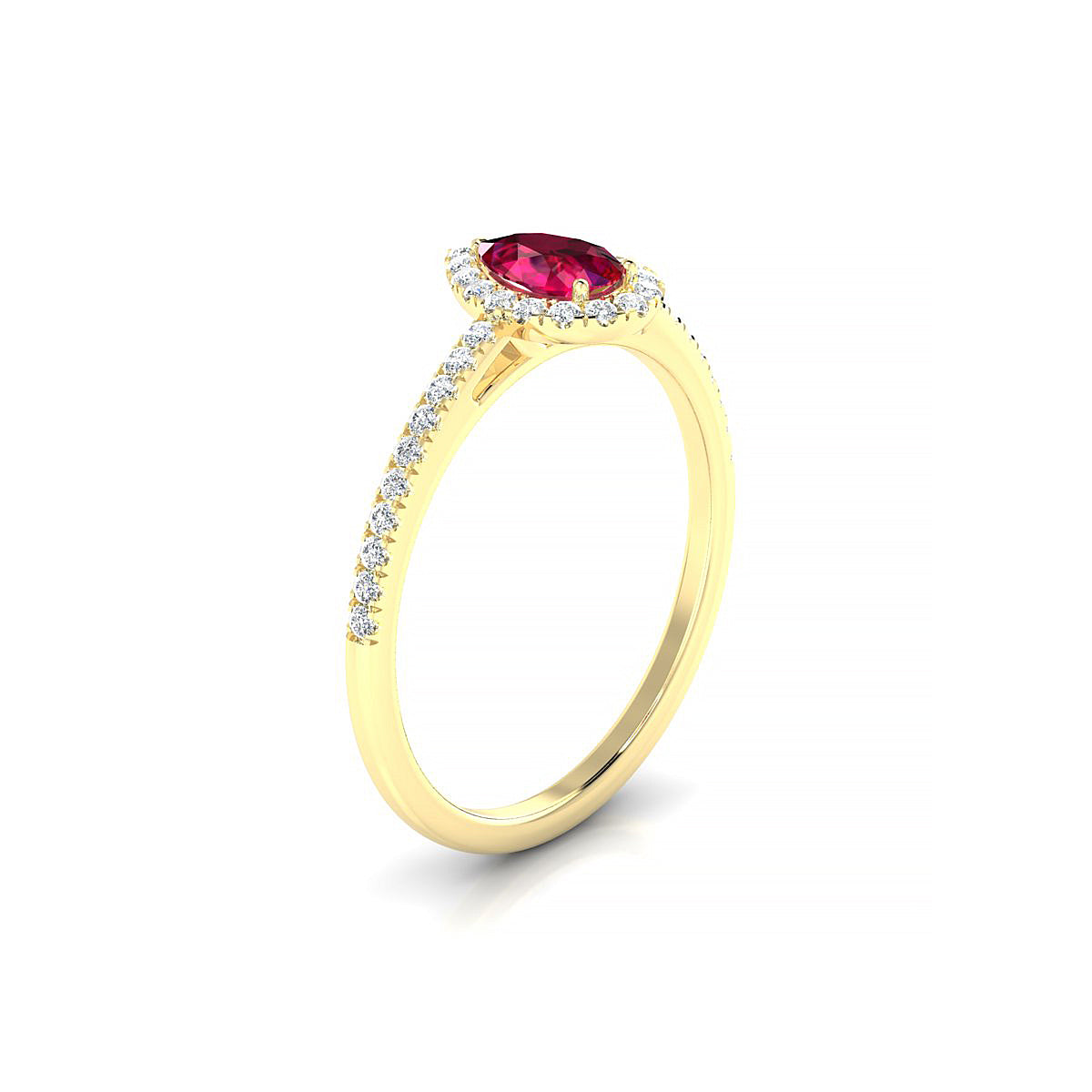Sunrise | 18k Yellow Gold 6 x 4 mm Pear Ruby Ring