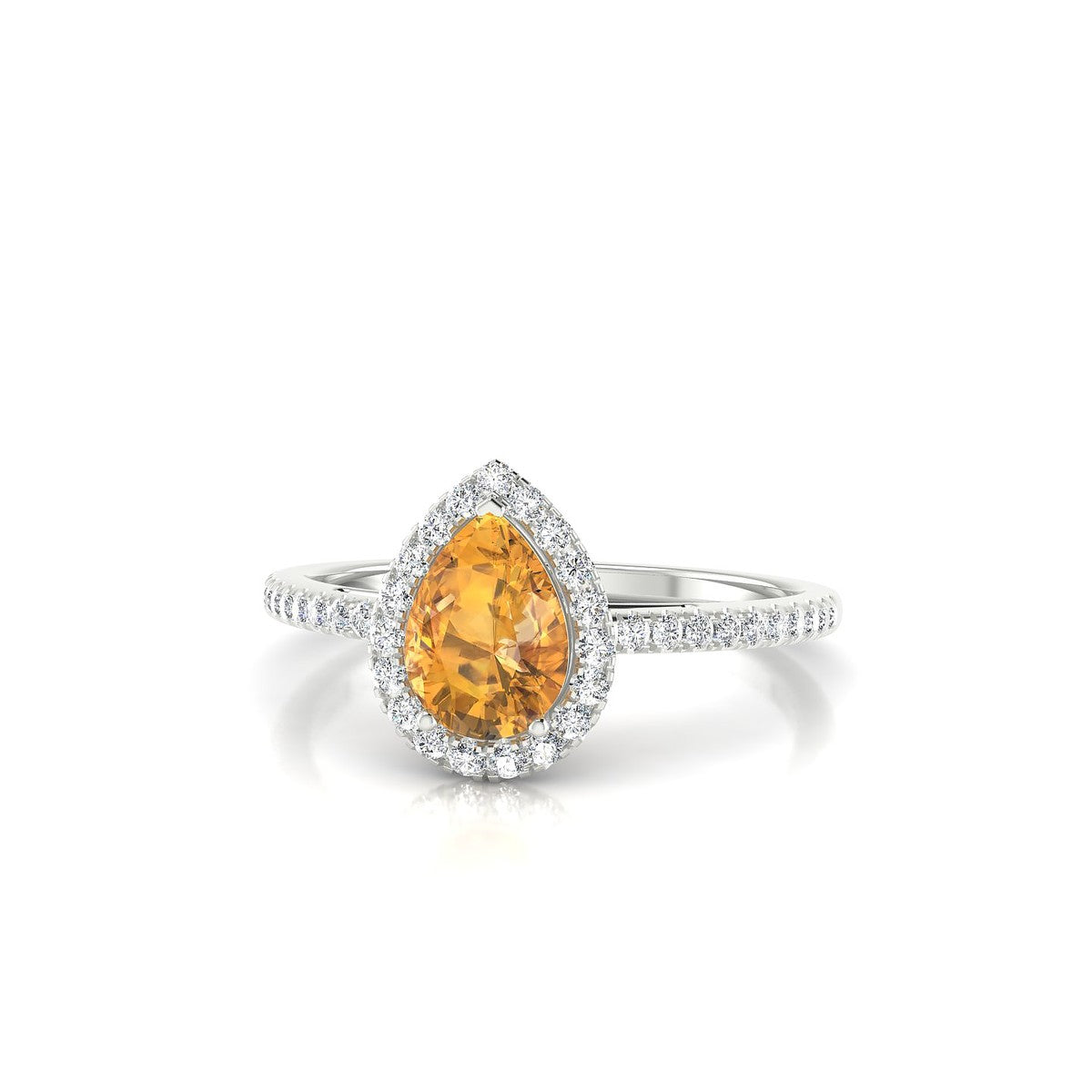 Sunrise | 18k White Gold 7 x 5 mm Pear Citrine Ring