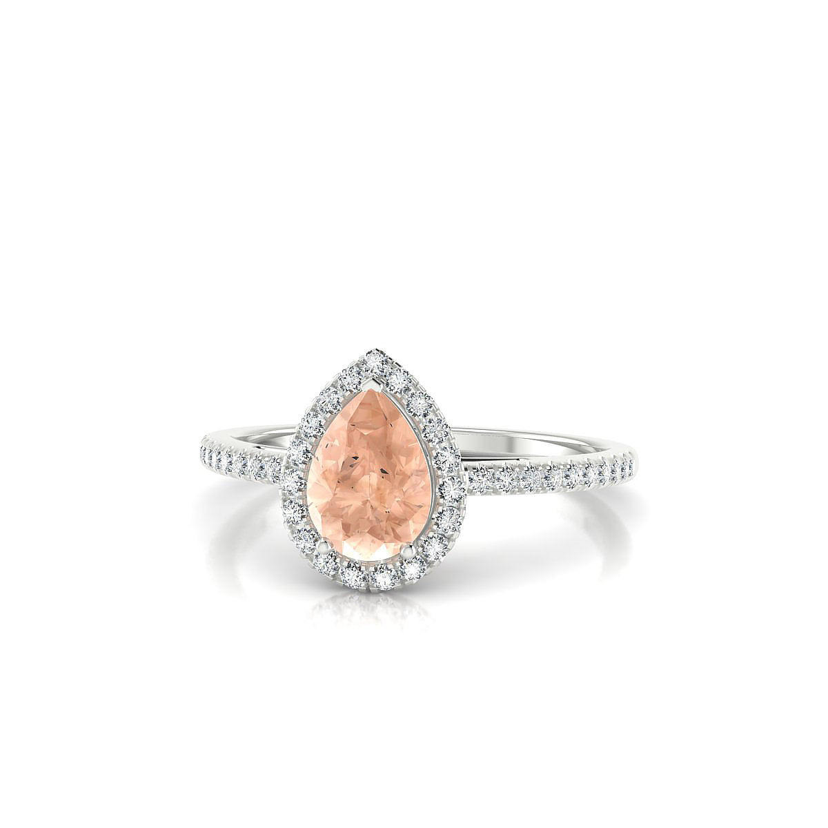 Sunrise | 18k White Gold 7 x 5 mm Pear Morganite Ring