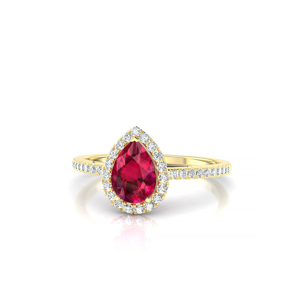 Sunrise | 18k Yellow Gold 7 x 5 mm Pear Ruby Ring
