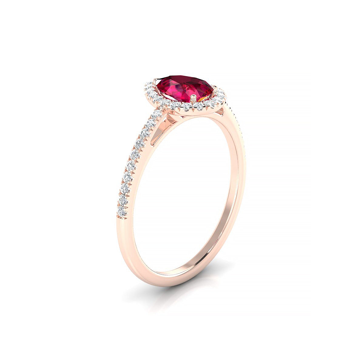 Sunrise | 18k Rose Gold 7 x 5 mm Pear Ruby Ring