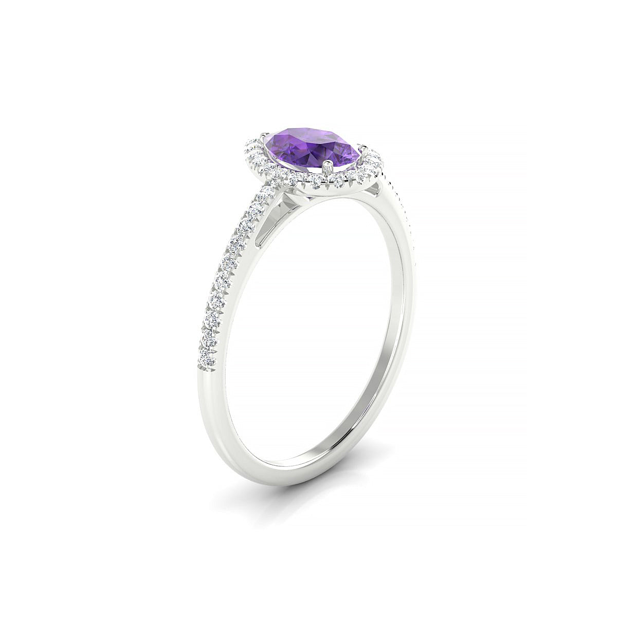 Sunrise | 18k White Gold 7 x 5 mm Pear Amethyst Ring