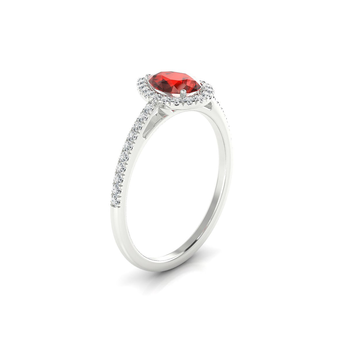 Sunrise | 18k White Gold 7 x 5 mm Pear Garnet Ring
