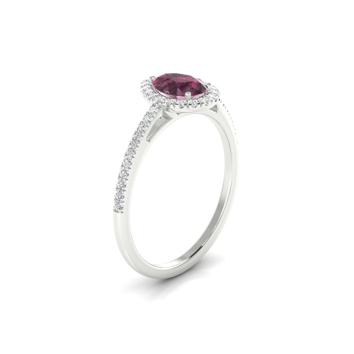 Sunrise | 18k White Gold 7 x 5 mm Pear Rhodolite Ring