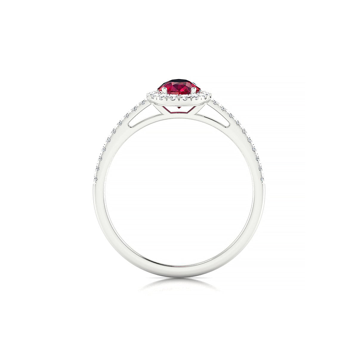 Sunrise | 18k White Gold 7 x 5 mm Pear Ruby Ring