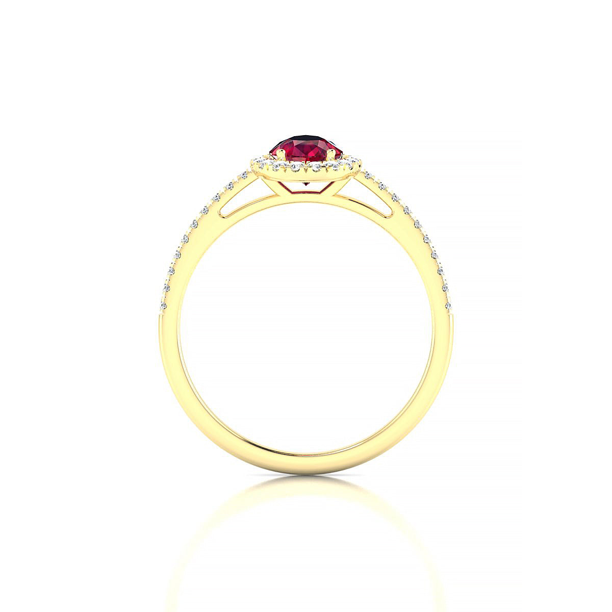 Sunrise | 18k Yellow Gold 7 x 5 mm Pear Ruby Ring