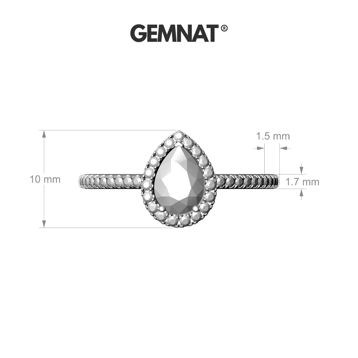 Sunrise | 18k White Gold 7 x 5 mm Pear Amethyst Ring