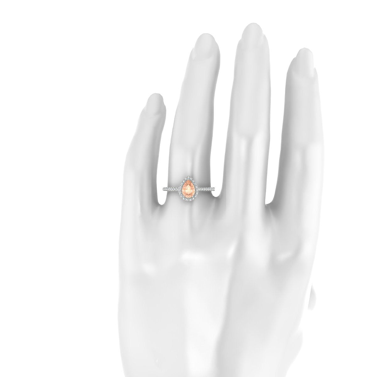 Sunrise | 18k White Gold 7 x 5 mm Pear Morganite Ring