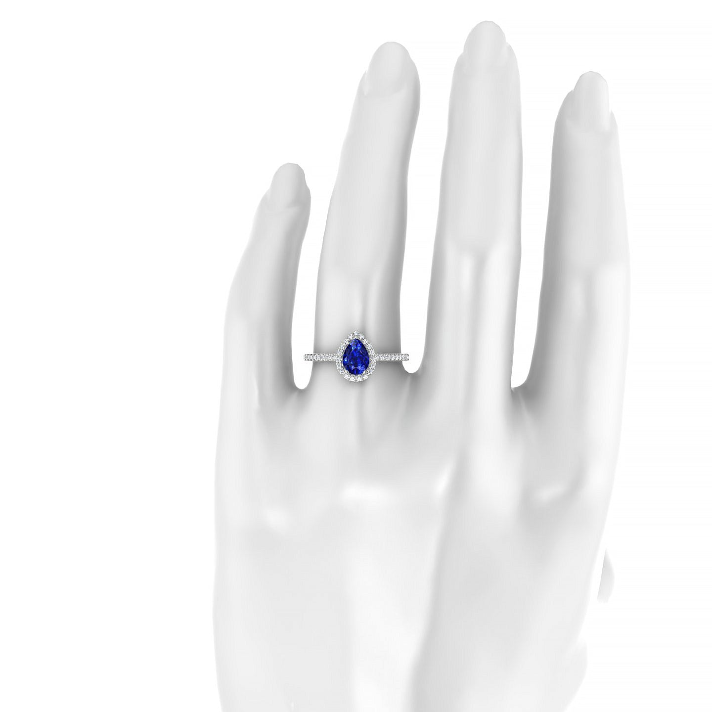 Sunrise | 18k White Gold 7 x 5 mm Pear Sapphire Ring