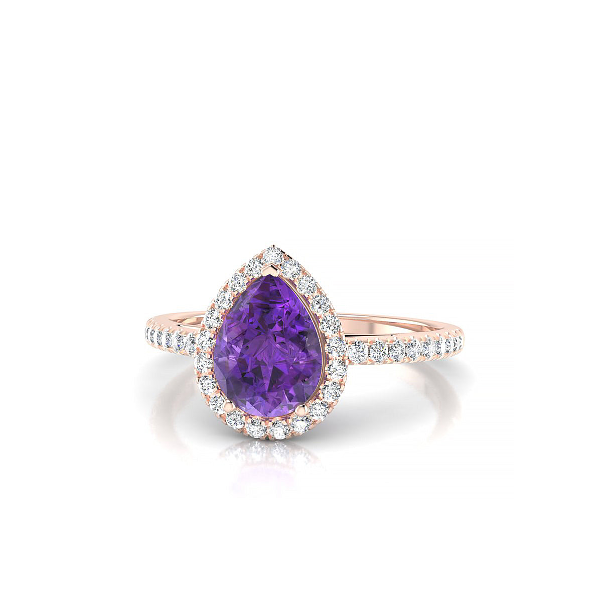 Sunrise | 18k Rose Gold 8 x 6 mm Pear Amethyst Ring