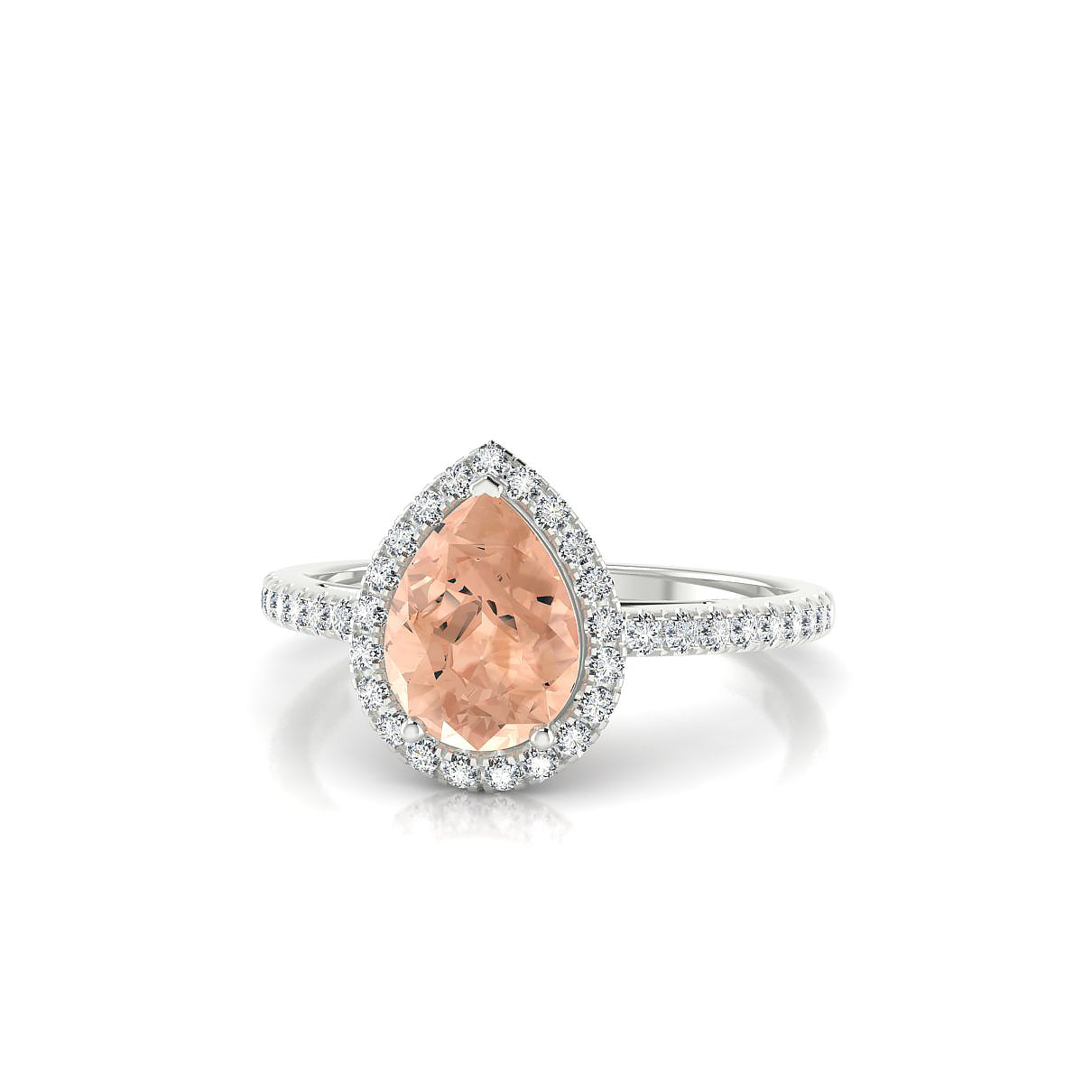 Sunrise | 18k White Gold 8 x 6 mm Pear Morganite Ring