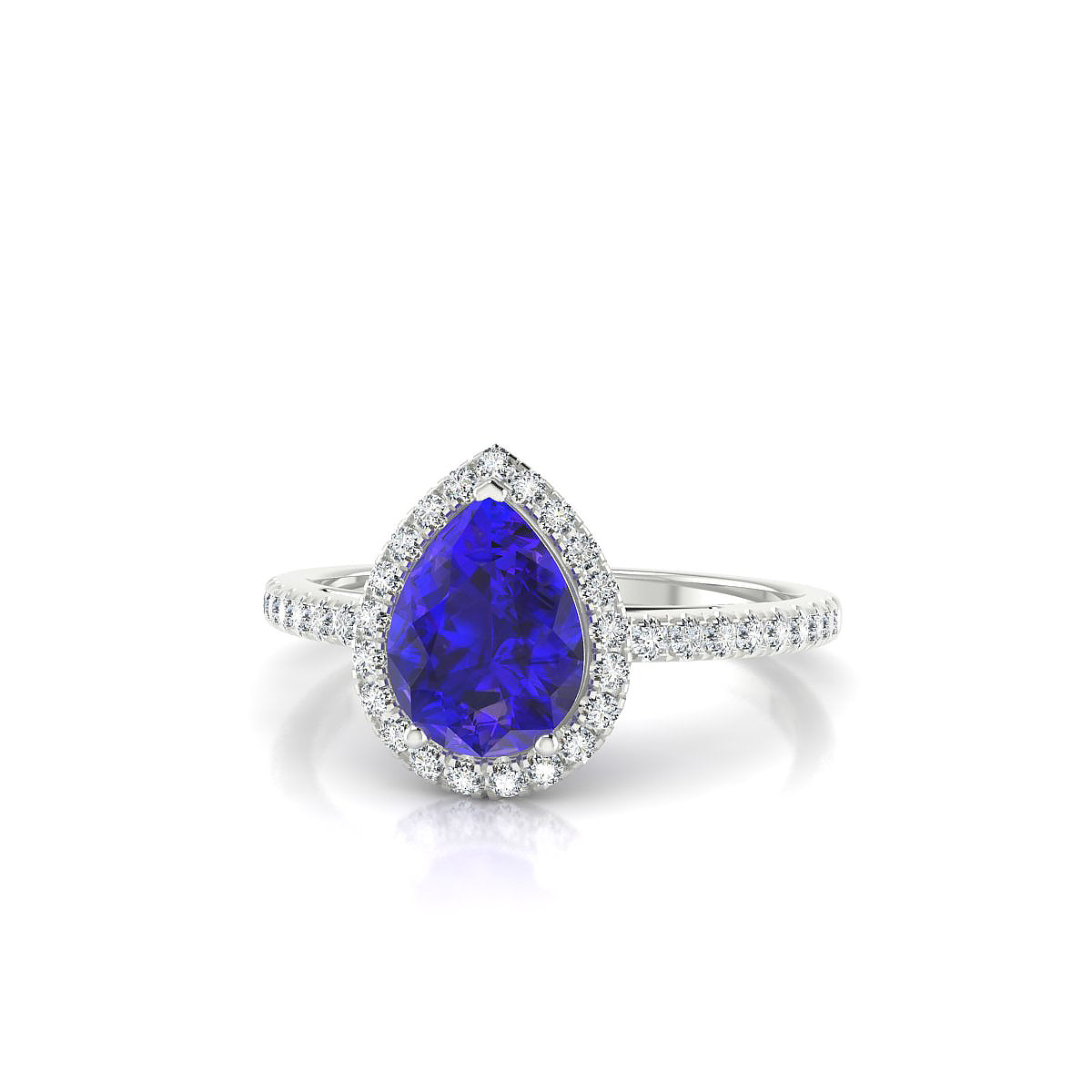 Sunrise | 18k White Gold 8 x 6 mm Pear Tanzanite Ring