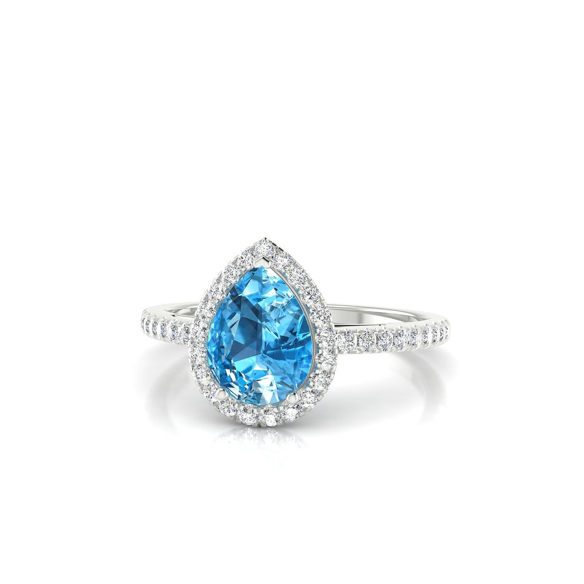 Sunrise | 18k White Gold 8 x 6 mm Pear Topaz Ring