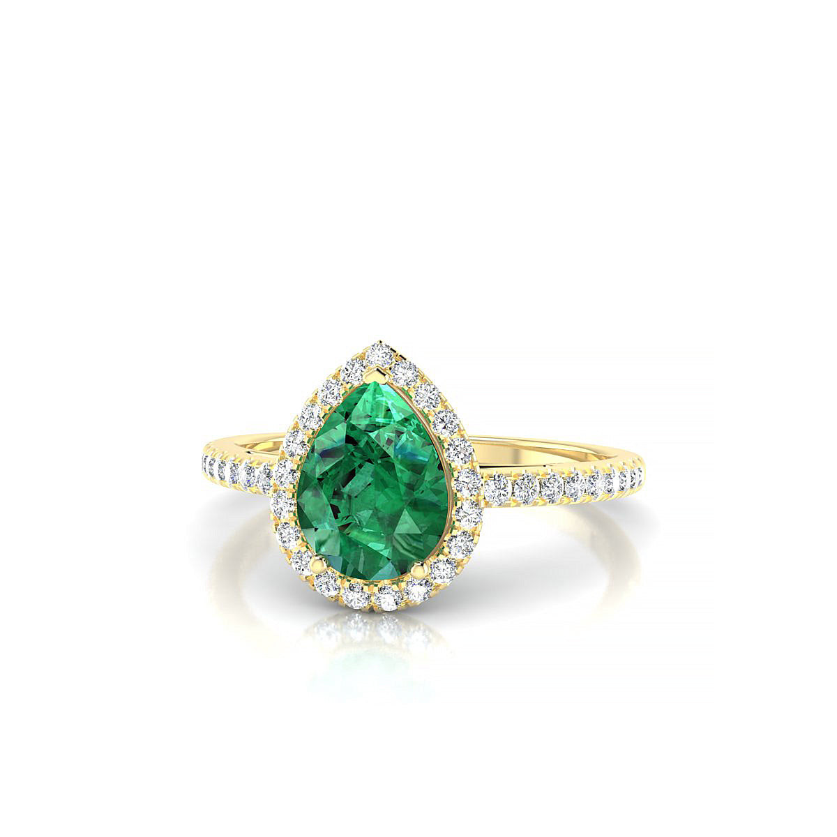 Sunrise | 18k Yellow Gold 8 x 6 mm Pear Emerald Ring