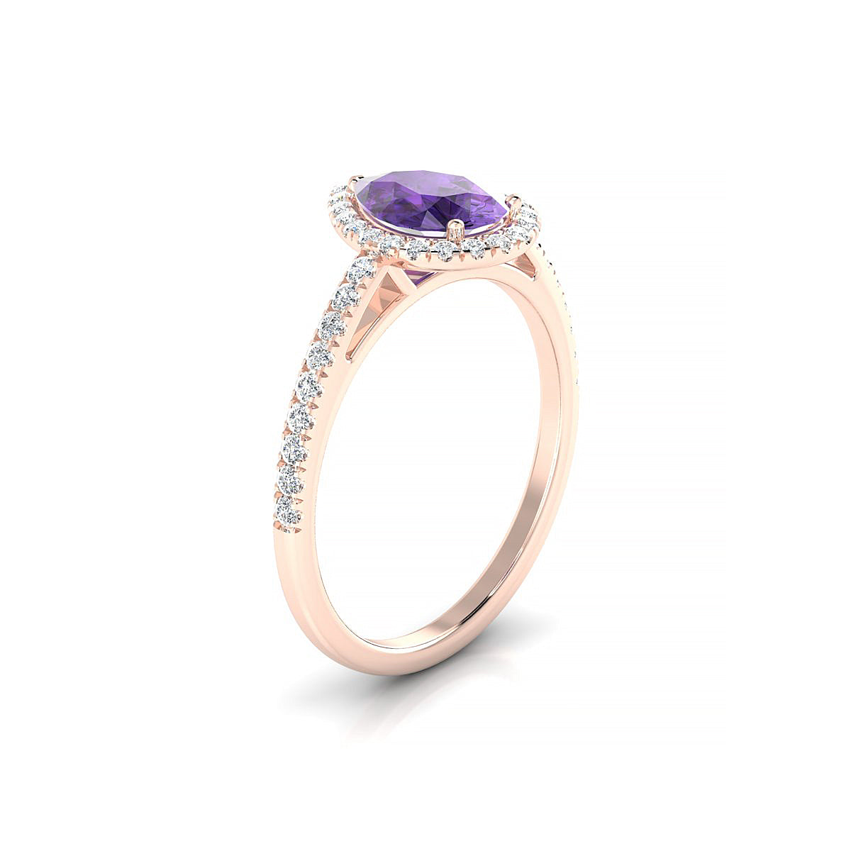 Sunrise | 18k Rose Gold 8 x 6 mm Pear Amethyst Ring