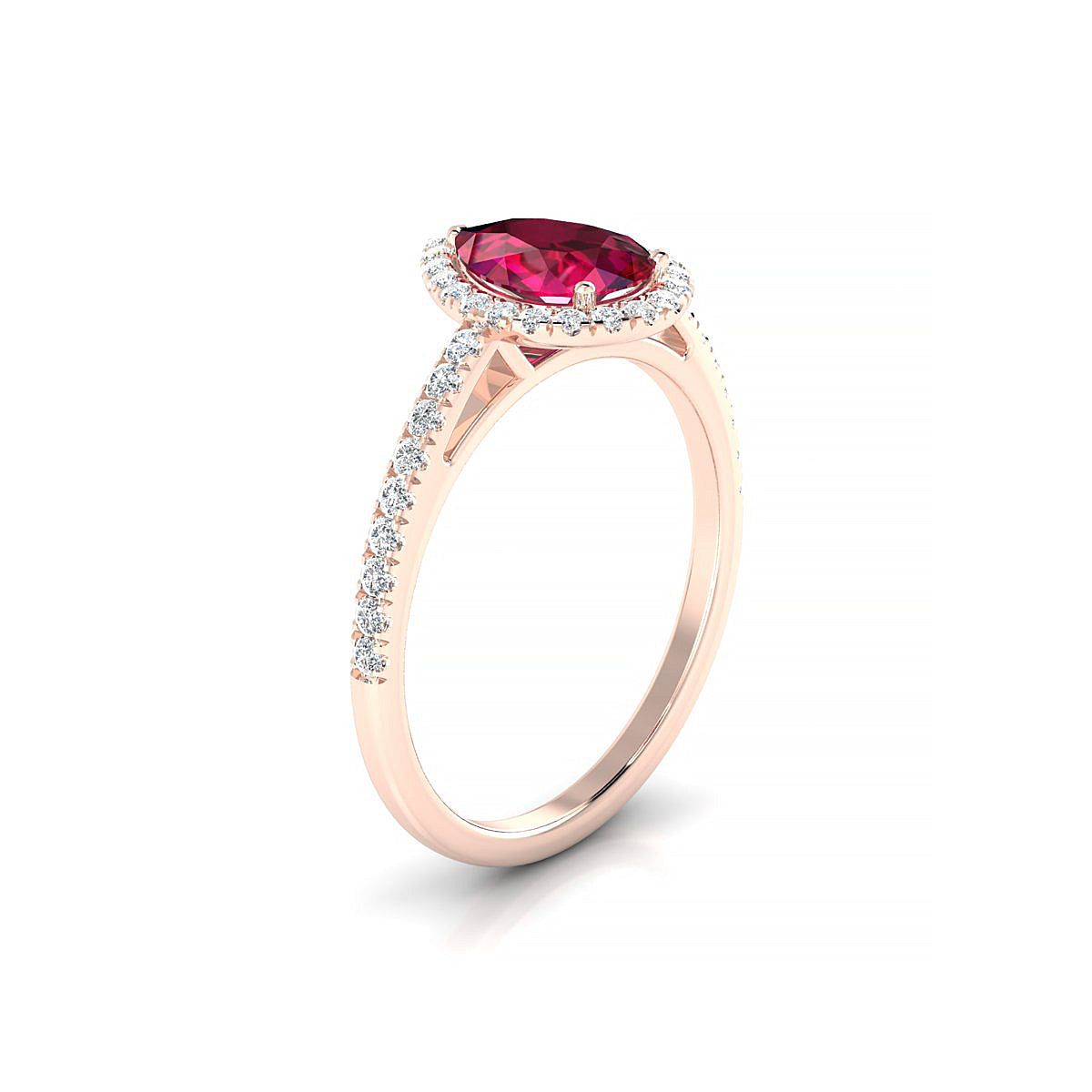 Sunrise | 18k Rose Gold 8 x 6 mm Pear Ruby Ring