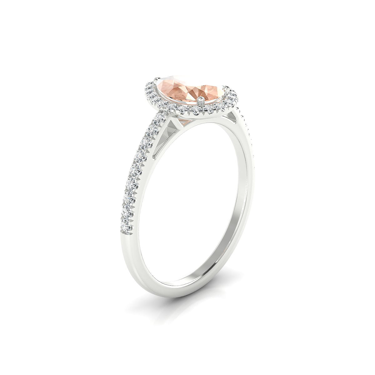 Sunrise | 18k White Gold 8 x 6 mm Pear Morganite Ring