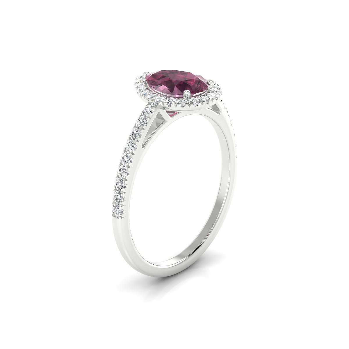 Sunrise | 18k White Gold 8 x 6 mm Pear Rhodolite Ring