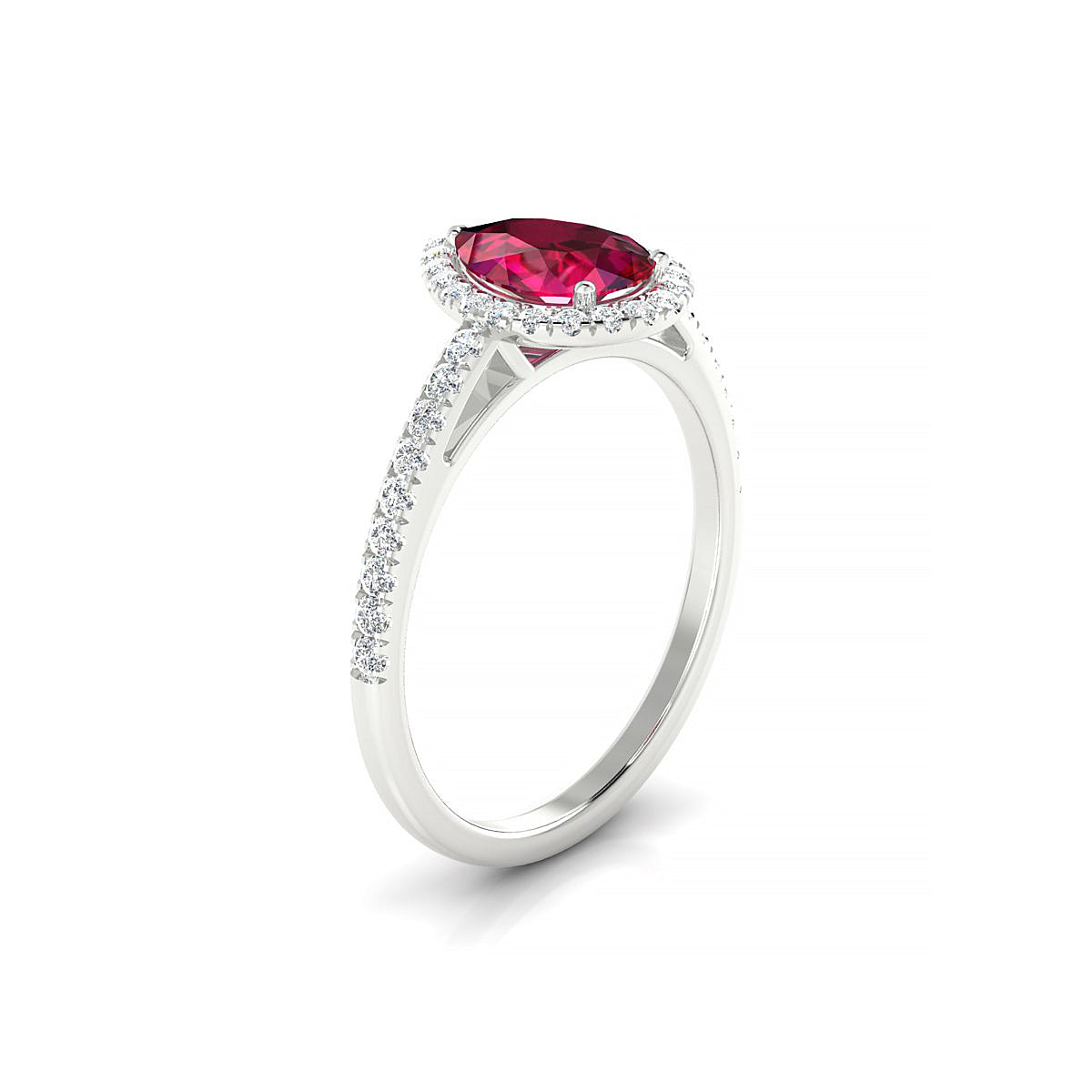 Sunrise | 18k White Gold 8 x 6 mm Pear Ruby Ring