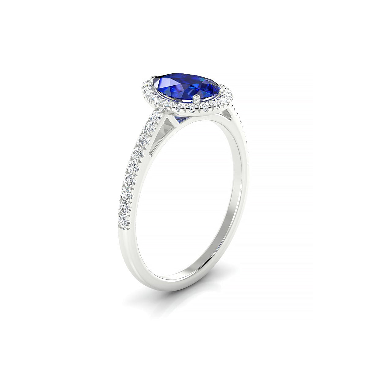 Sunrise | 18k White Gold 8 x 6 mm Pear Sapphire Ring