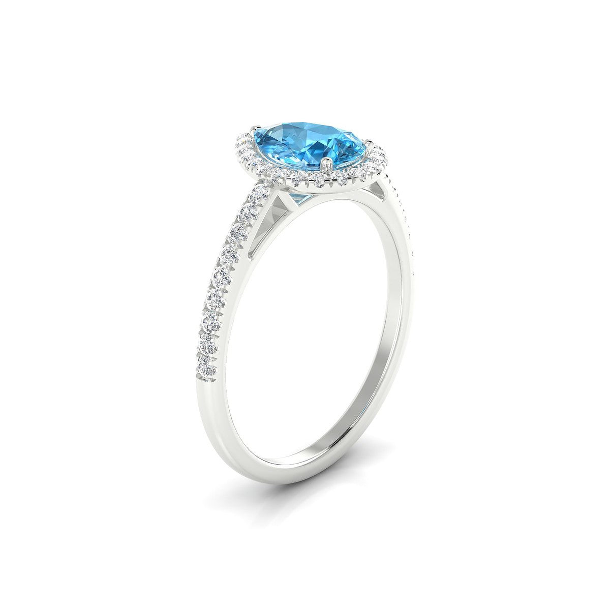 Sunrise | 18k White Gold 8 x 6 mm Pear Topaz Ring