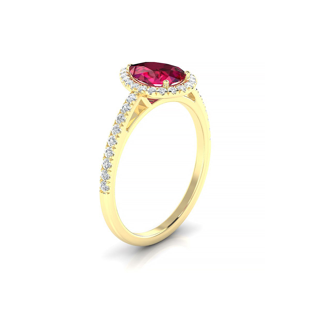 Sunrise | 18k Yellow Gold 8 x 6 mm Pear Ruby Ring