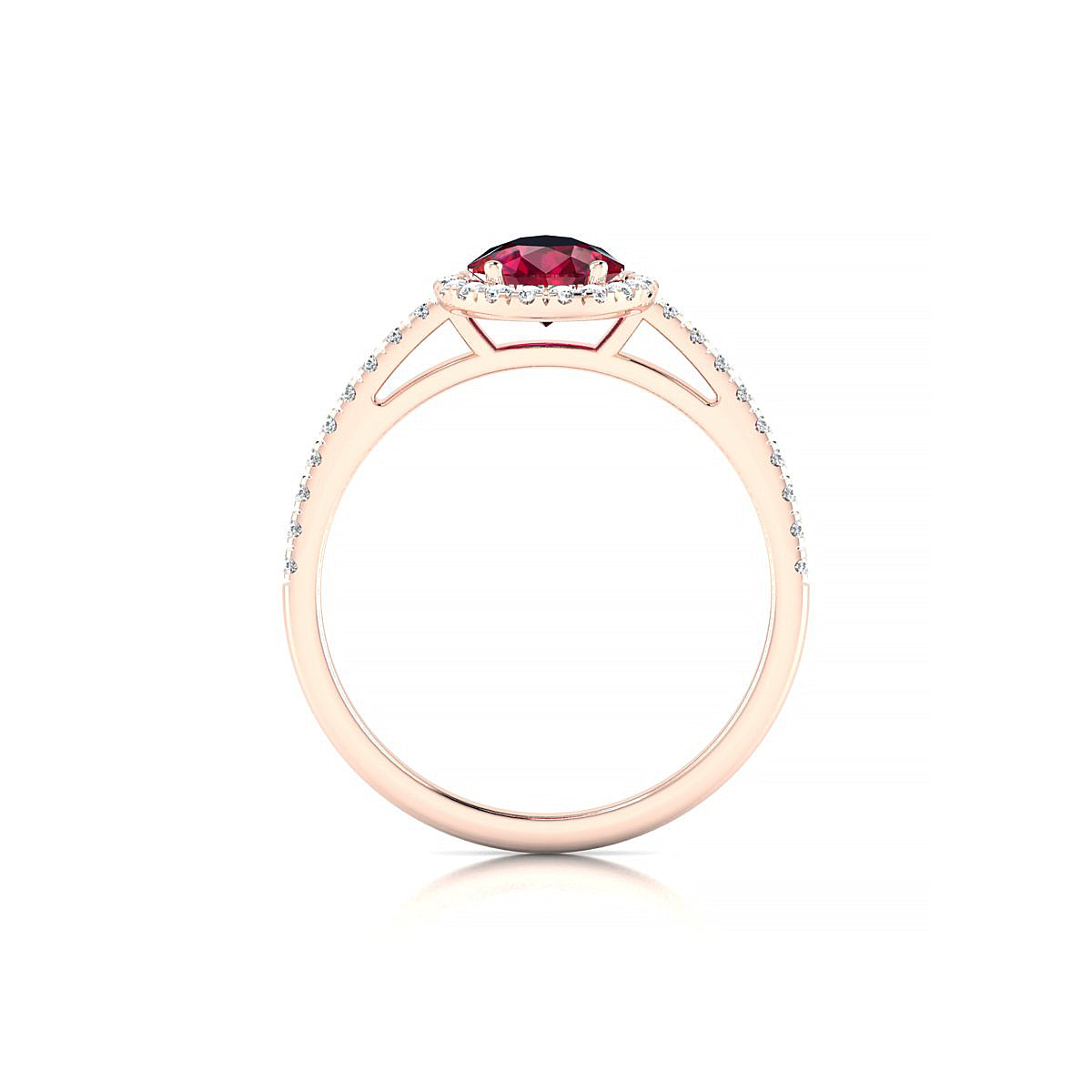 Sunrise | 18k Rose Gold 8 x 6 mm Pear Ruby Ring