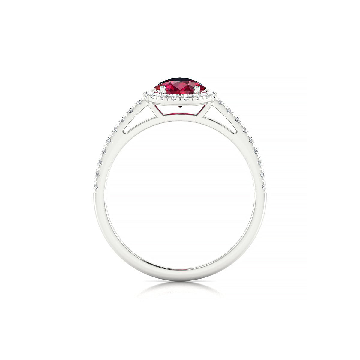 Sunrise | 18k White Gold 8 x 6 mm Pear Ruby Ring