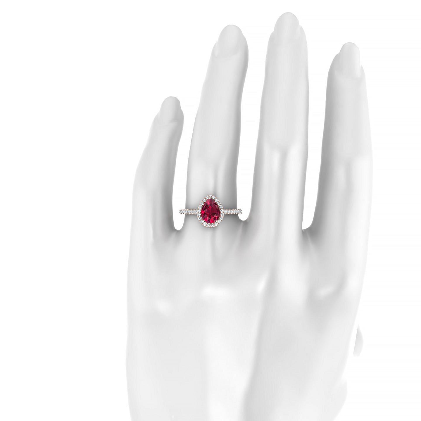 Sunrise | 18k Rose Gold 8 x 6 mm Pear Ruby Ring
