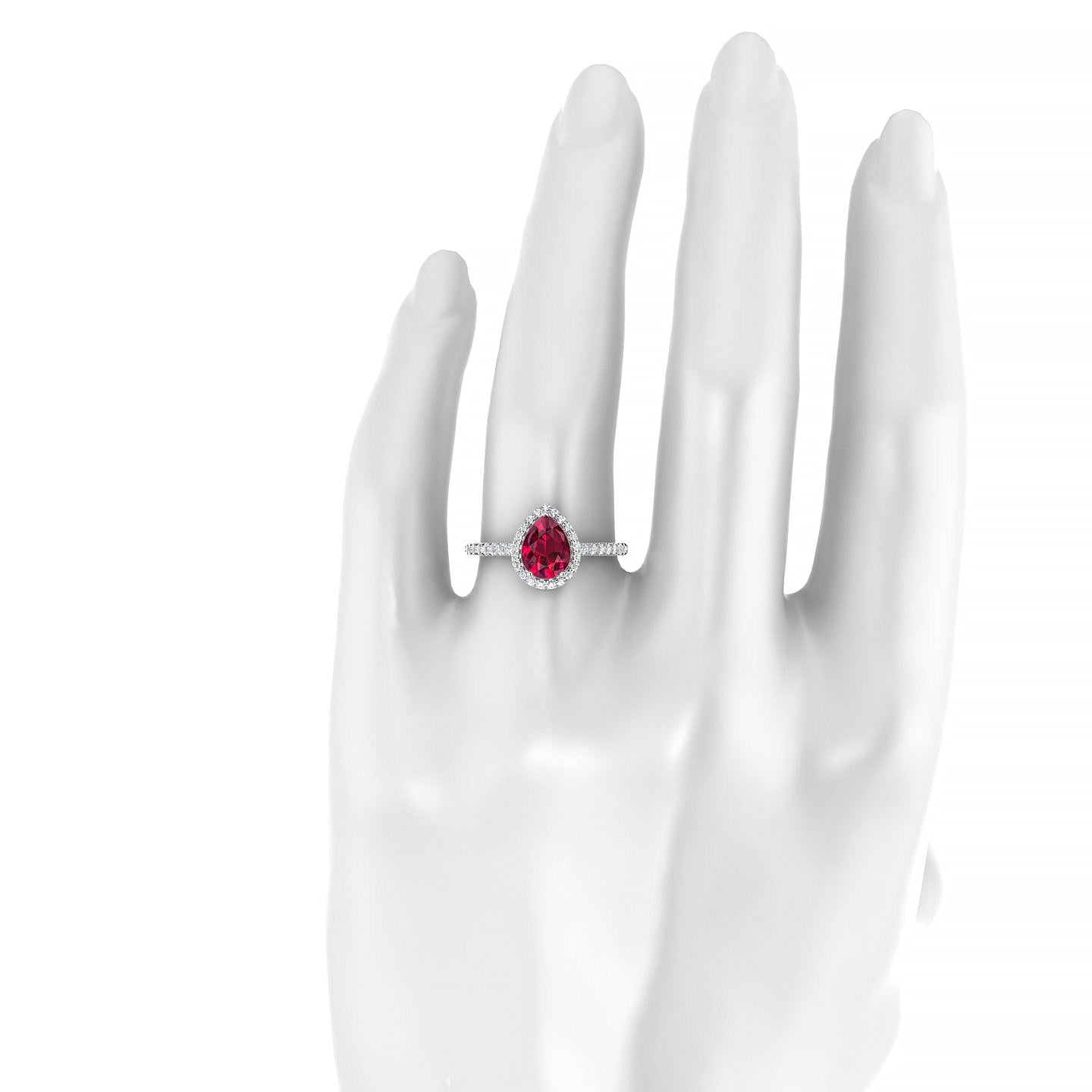 Sunrise | 18k White Gold 8 x 6 mm Pear Ruby Ring
