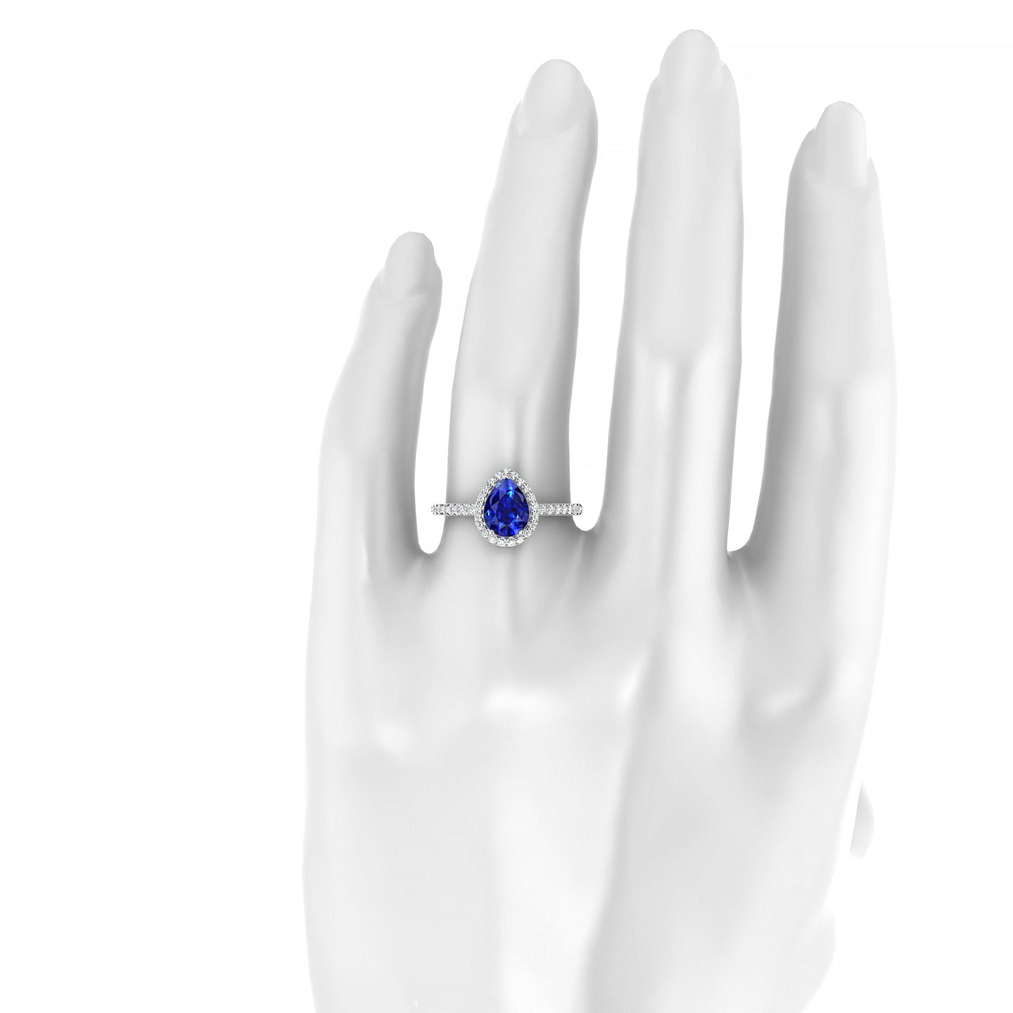 Sunrise | 18k White Gold 8 x 6 mm Pear Sapphire Ring