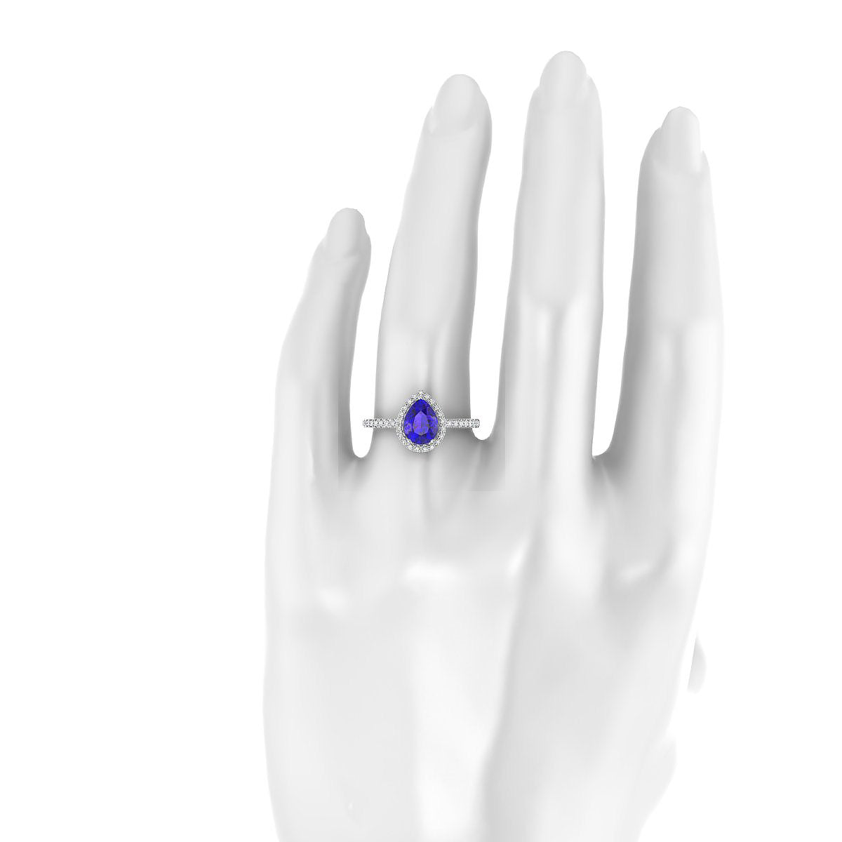 Sunrise | 18k White Gold 8 x 6 mm Pear Tanzanite Ring
