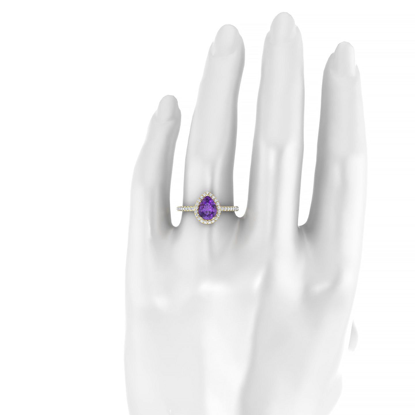 Sunrise | 18k Yellow Gold 8 x 6 mm Pear Amethyst Ring