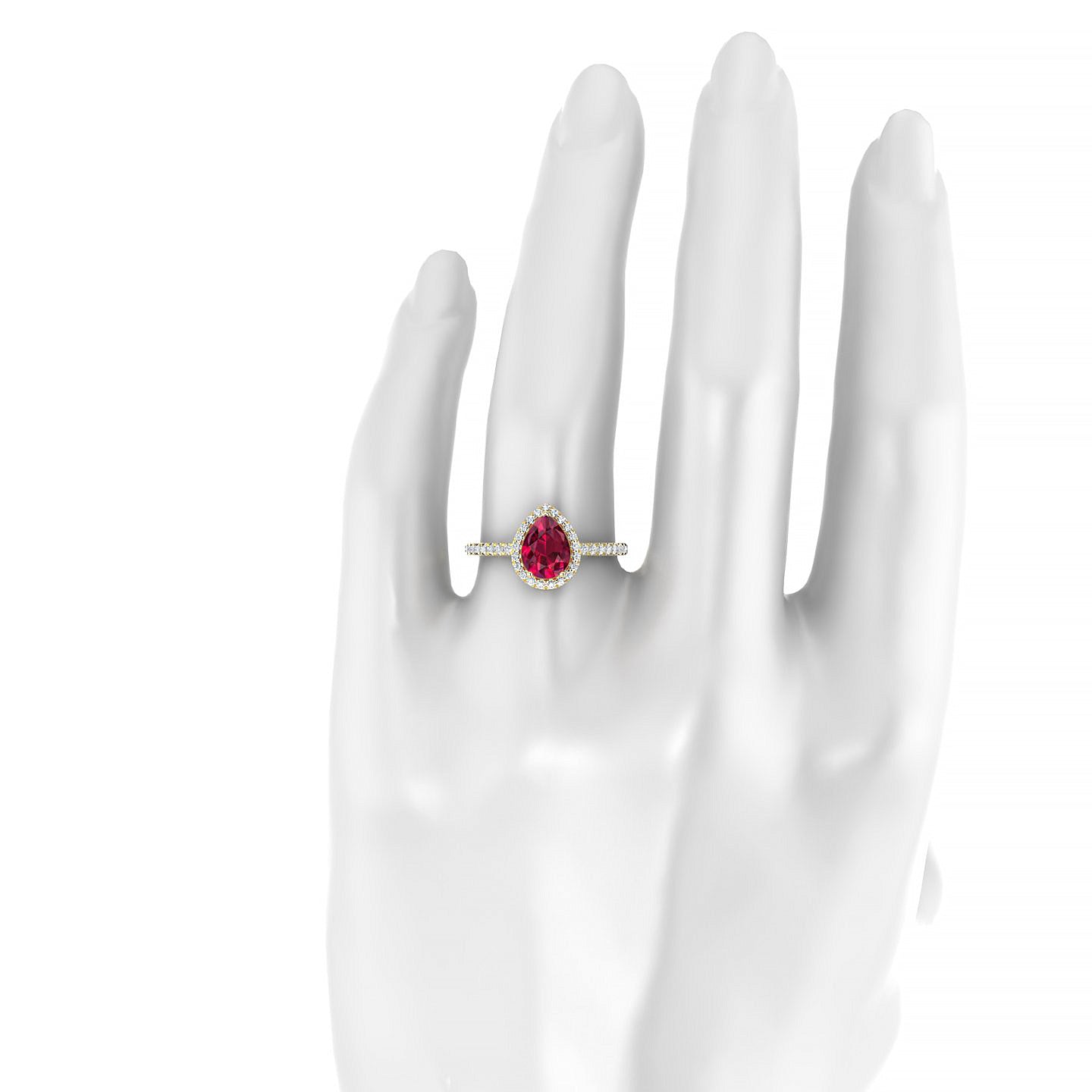 Sunrise | 18k Yellow Gold 8 x 6 mm Pear Ruby Ring