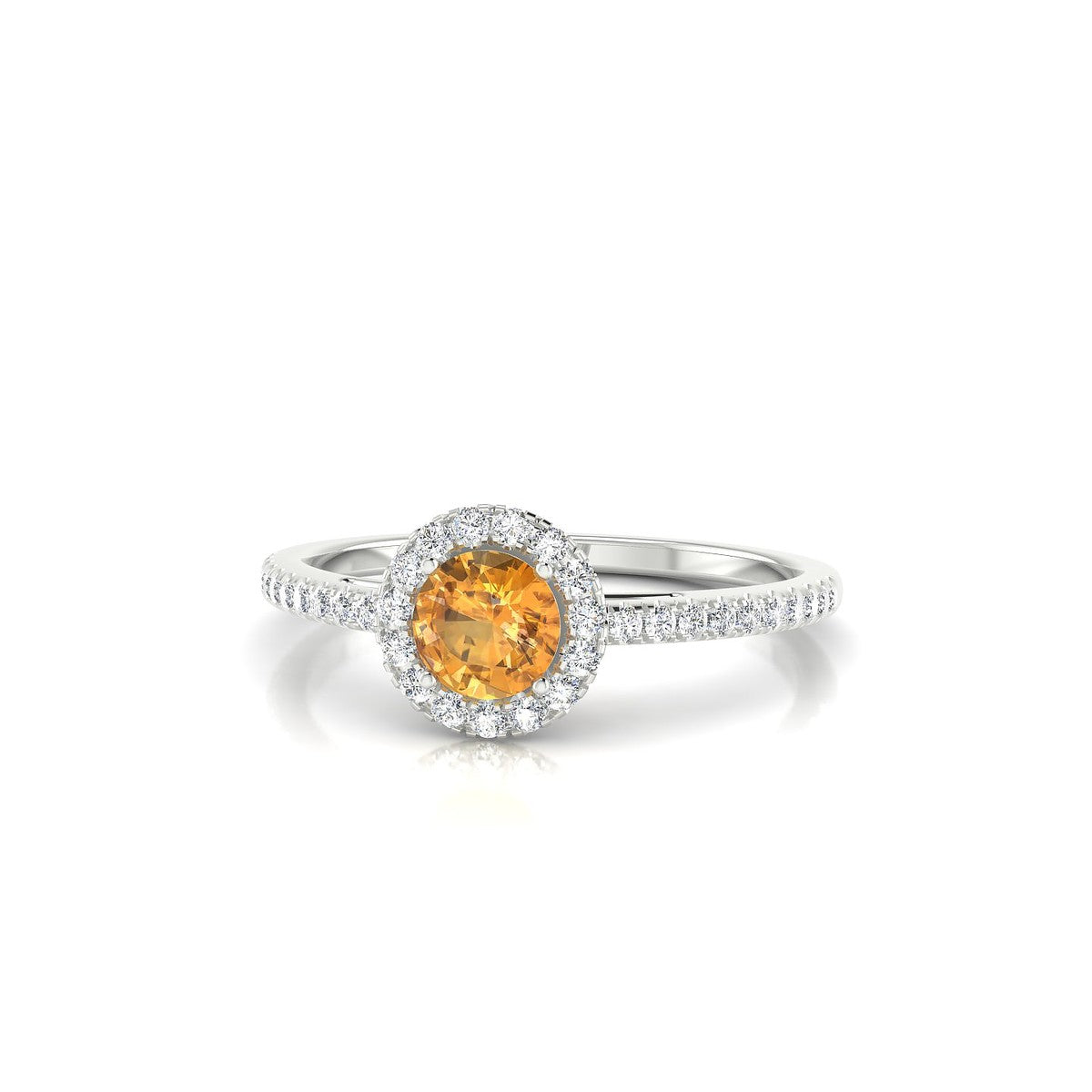 Sunrise | 18k White Gold 4.5 mm Round Citrine Ring