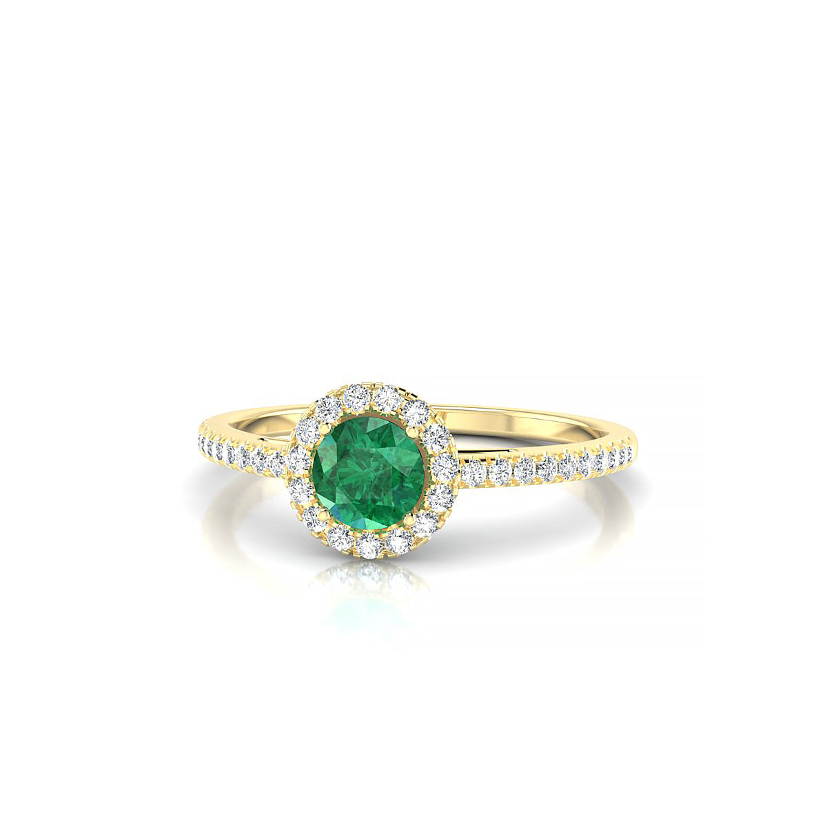 Sunrise | 18k Yellow Gold 4.5 mm Round Emerald Ring