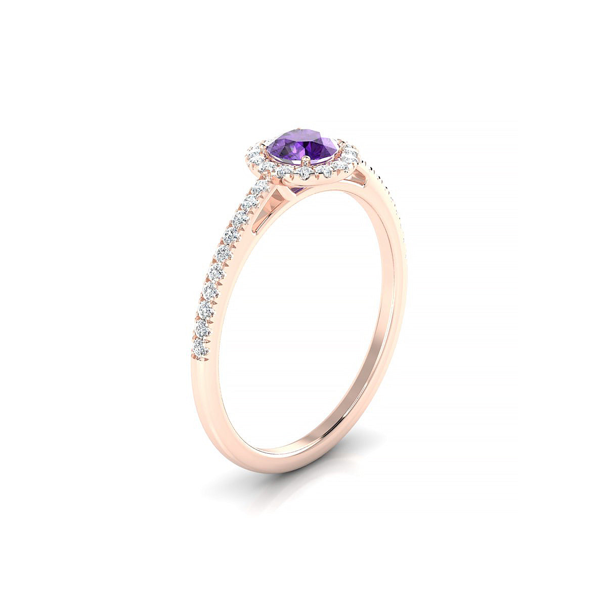 Sunrise | 18k Rose Gold 4.5 mm Round Amethyst Ring