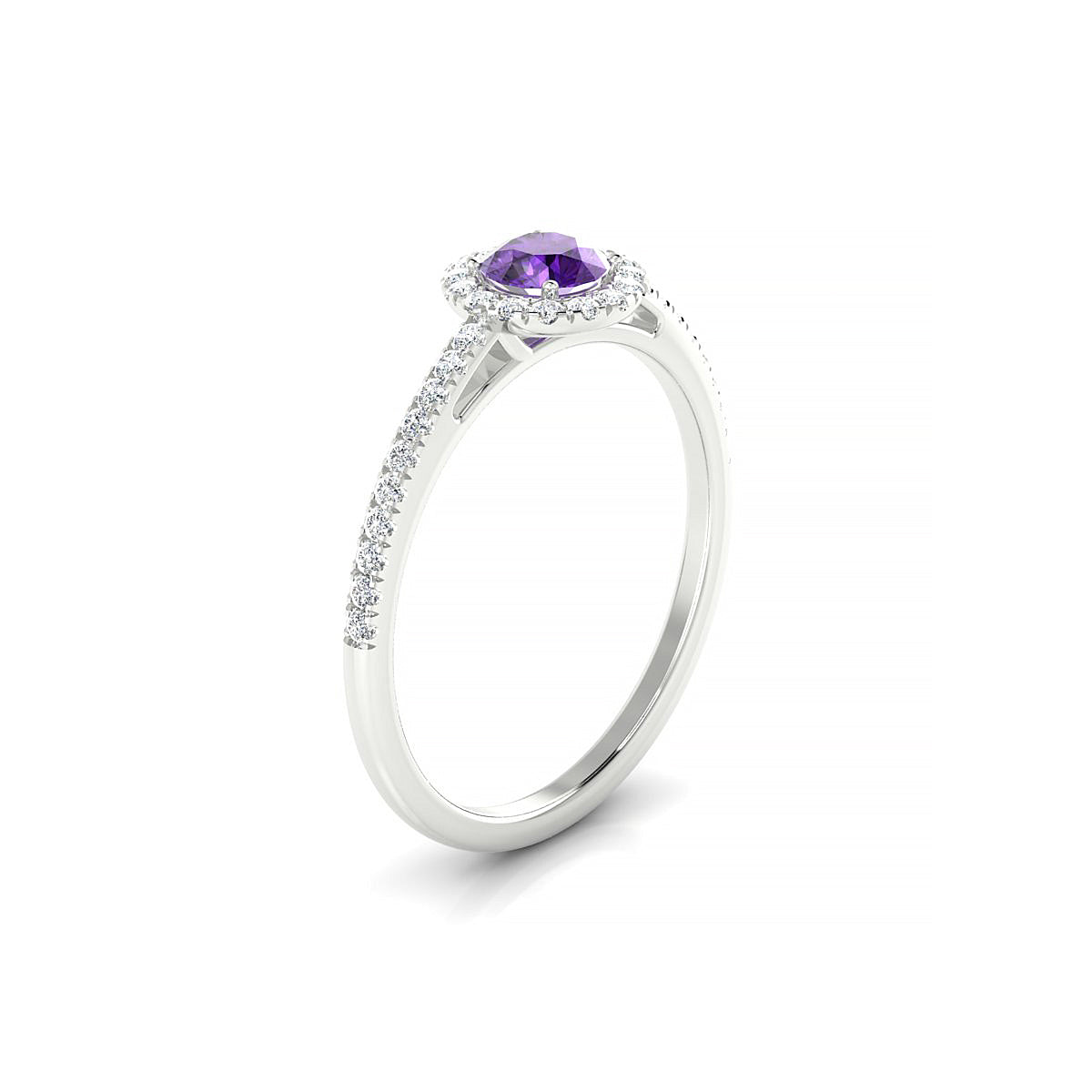 Sunrise | 18k White Gold 4.5 mm Round Amethyst Ring